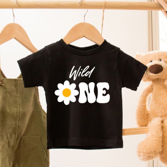 Camiseta Para Bebê Wild ONE Daisy 1rua Primeiro Aniversário (Criador carregado)