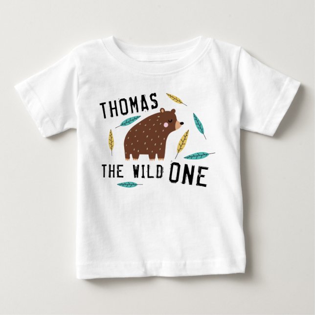 Camiseta Para Bebê Wild One First Birthday Boy (Frente)