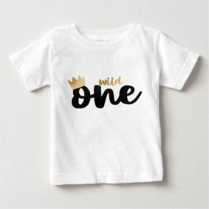 Camiseta Para Bebê Wild One Gold Foil Crown Boy Primeiro Aniversário