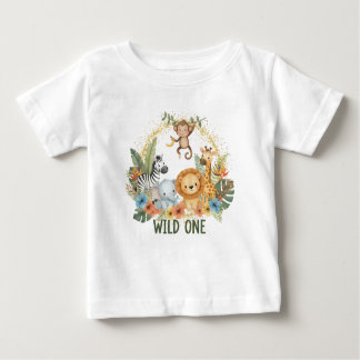 Camiseta Para Bebê Wild One - Jungle Animals