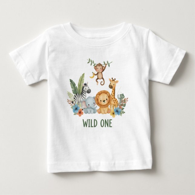Camiseta Para Bebê Wild One - Jungle Animals (Frente)