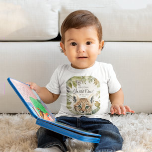 Camiseta Para Bebê Wild One primeiro aniversario Woodland Bobcat