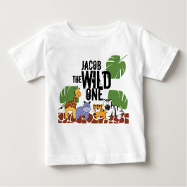 Camiseta Para Bebê WILD ONE Safari Personalizado Primeiro Aniversário