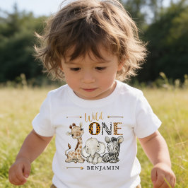 Camiseta Para Bebê WILD ONE Safari Primeiro Aniversário Bebê Personal