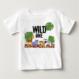 Camiseta Para Bebê "WILD ONE" Safari, Tema Selvagem Primeiro Anivers