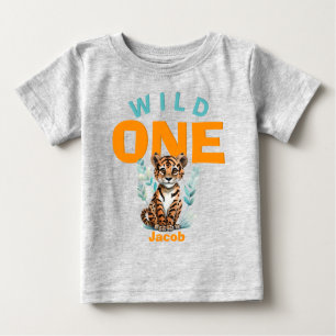 Camiseta Para Bebê WILD ONE Tiger Personalizado Primeiro Aniversário