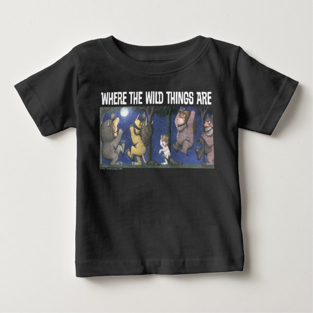 Camiseta Para Bebê Wilds Things e Max Dancing em Lua (Frente)