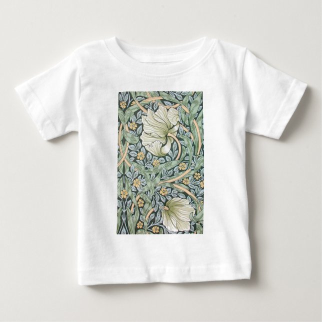 Camiseta Para Bebê William Morris Pimpernel Floral Wallpaper (Frente)