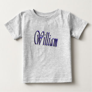 Camiseta Para Bebê William Nome Em Brilho Azul,