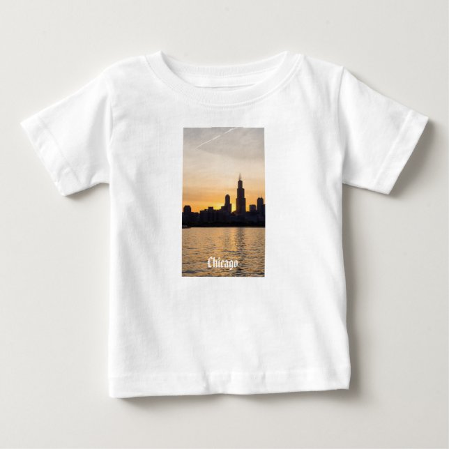 Camiseta Para Bebê Willis Tower Sunset Silhouette (Frente)