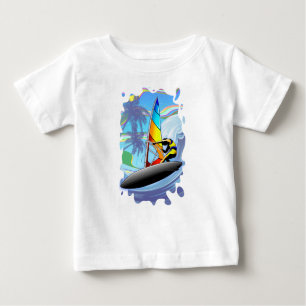 Camiseta Para Bebê WindSurfer no Ocean Waves Baby T-Shirt