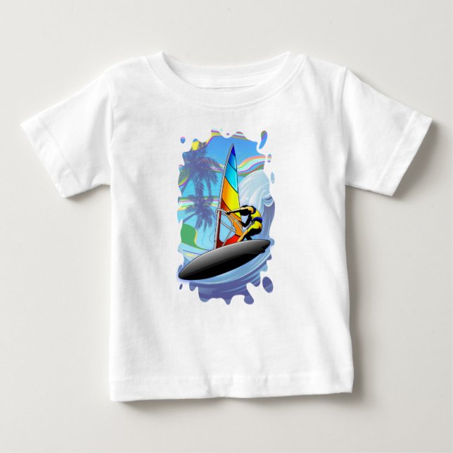 Camiseta Para Bebê WindSurfer no Ocean Waves Baby T-Shirt (Frente)