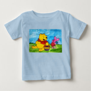 Camiseta Para Bebê Winnie the Pooh e Leitão Melhores Amigos