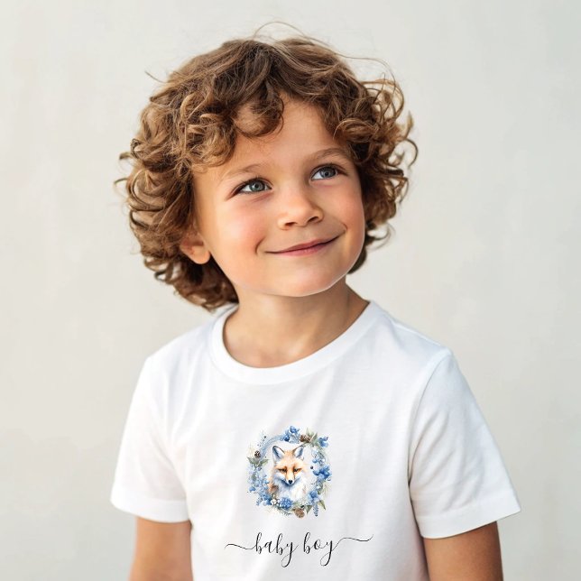 Camiseta Para Bebê Winter Fox Watercolor Boy (Winter Fox Watercolor Boy Baby T-Shirt)