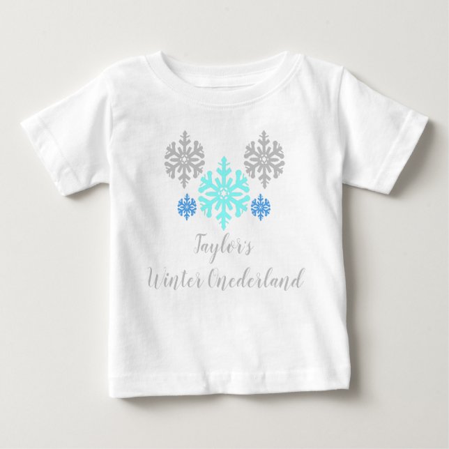 Camiseta Para Bebê Winter Onederland primeiro aniversario Baby T Shir (Frente)