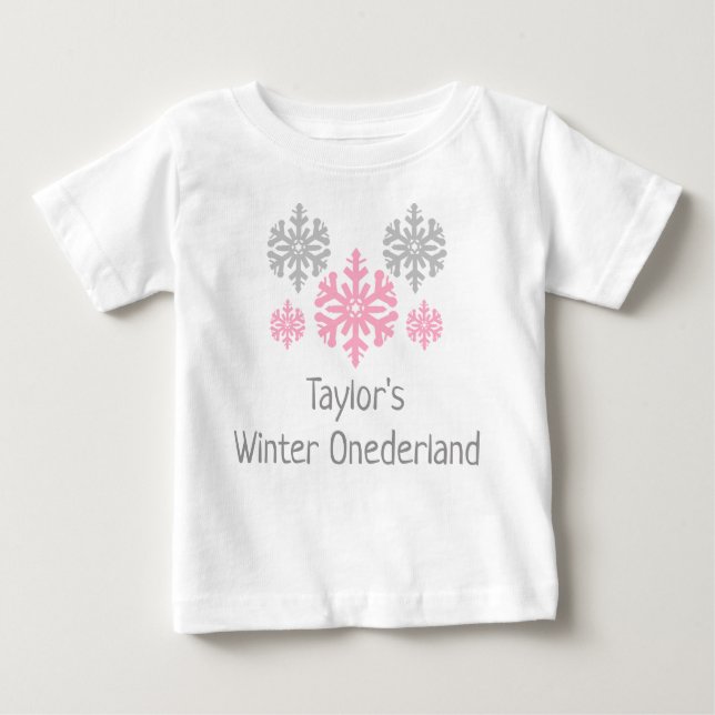Camiseta Para Bebê Winter Onederland primeiro aniversario Baby T Shir (Frente)