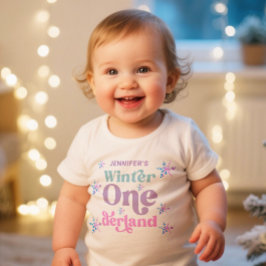 Camiseta Para Bebê Winter Onederland Snowflakes Girl Snow Birday