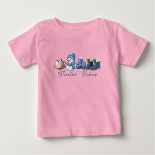 Camiseta Para Bebê Winter Vibes Friendly Snowman