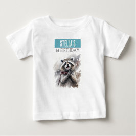 Camiseta Para Bebê Winter Vibes Raccoon - T-shirt primeiro aniversari