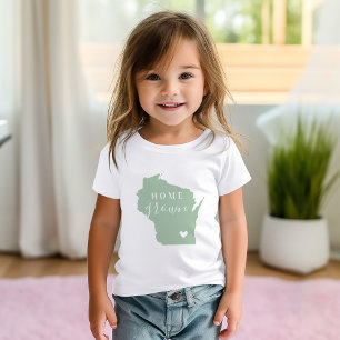 Camiseta Para Bebê Wisconsin Home Grown  Mapa de Estado de Cores Edit
