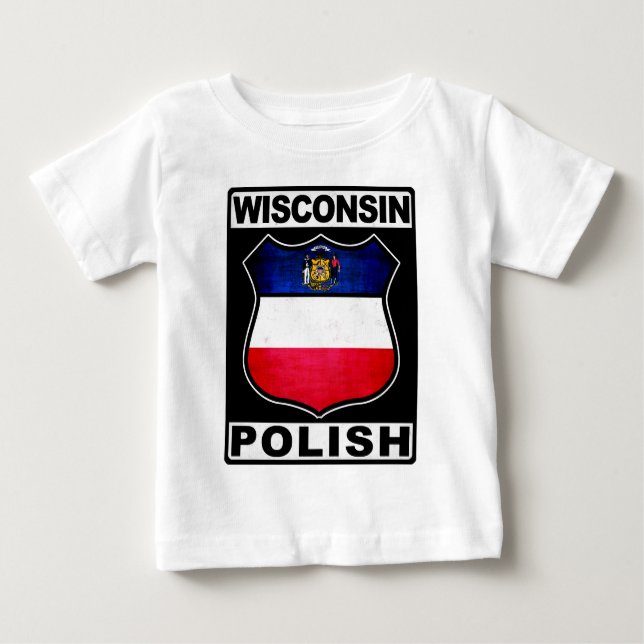 Camiseta Para Bebê Wisconsin Polonês Americano (Frente)