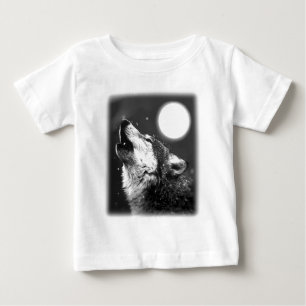 Camiseta Para Bebê Wolf Howling na Lua