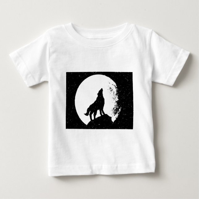 Camiseta Para Bebê Wolf & Moon Silhoutte (Frente)