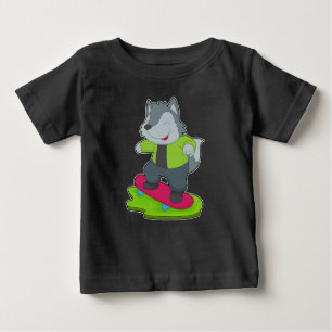 Camiseta Para Bebê Wolf Skater Skateboard