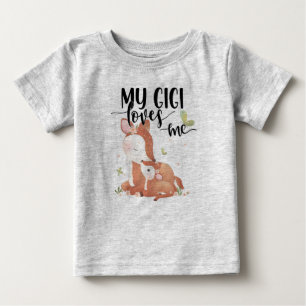 Camiseta Para Bebê Woodland Deer Doe and Baby Fawn My Gigi Me ama