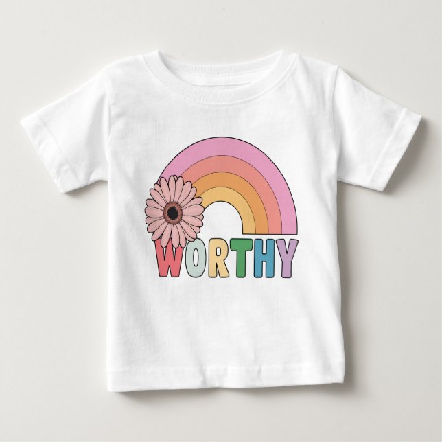 Camiseta Para Bebê Worthy Rainbow Bloom (Frente)