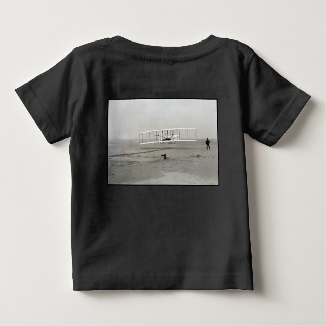 Camiseta Para Bebê Wright Brothers Flyer First Plane Flight Aviation (Verso)