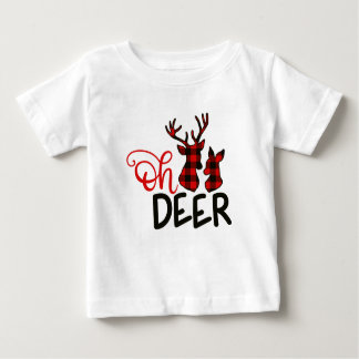 Camiseta Para Bebê Xadrez Buffalo Oh Deer T-Shirt