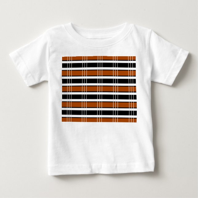 Camiseta Para Bebê Xadrez castanha e branca (Frente)