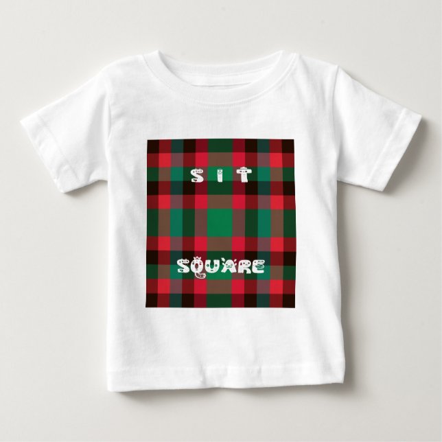 Camiseta Para Bebê Xadrez de Tartan com Controlo Real Escocês com Tex (Frente)