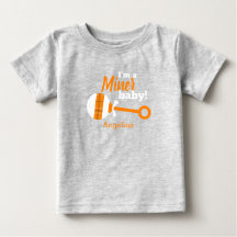 Xadrez Laranja Rattle Miner Baby T-Shirt