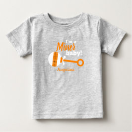 Camiseta Para Bebê Xadrez Laranja Rattle Miner Baby T-Shirt