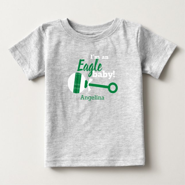 Camiseta Para Bebê Xadrez Verde Rattle Eagle Baby T-Shirt (Frente)