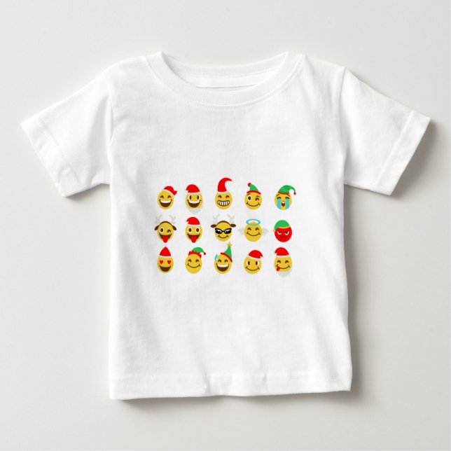 Camiseta Para Bebê xmas emoji faces felizes (Frente)