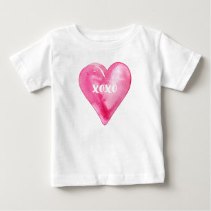 Camiseta Para Bebê XOXO Adoro Dia de os namorados de Coração Cor-de