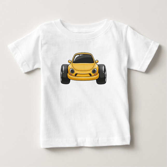 Camiseta Para Bebê Yellow Cartoon Car  (Frente)