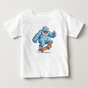 Camiseta Para Bebê Yeti Snowboard Mascot T-shirt