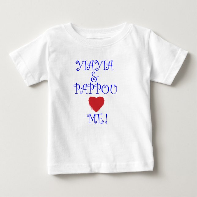 CAMISETA PARA BEBÊ YIAYIA E PAPPOU ME AMAM! (Frente)