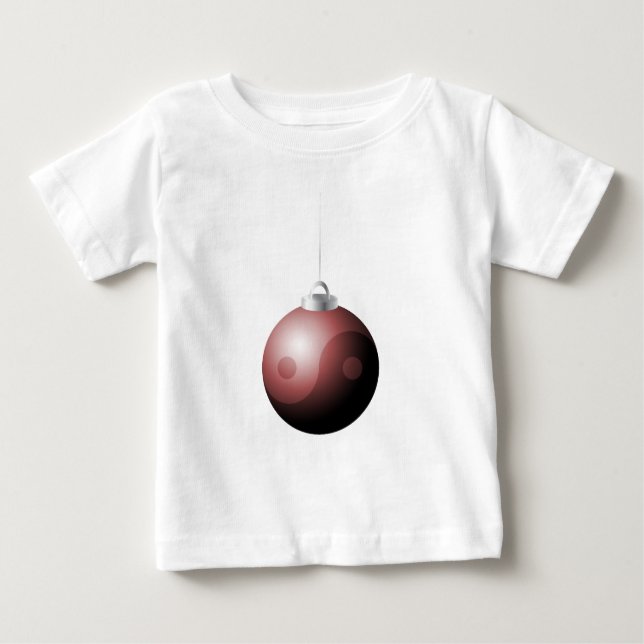 Camiseta Para Bebê Yin Yang Christmas Ball em vermelho (Frente)