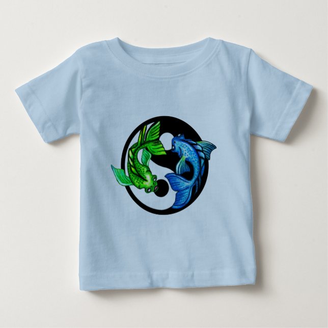 Camiseta Para Bebê Yin-Yang Koi Design (Frente)
