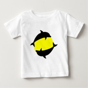 Camiseta Para Bebê yin yin e golfinhos fofos ao sol