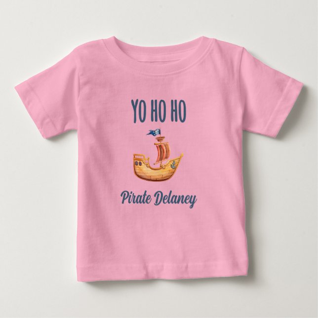 Camiseta Para Bebê Yo Ho Ho Personalizado Navio Pirata (Frente)