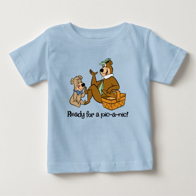 Camiseta Para Bebê Yogi Bear e Boo Picnic Snack (Frente)