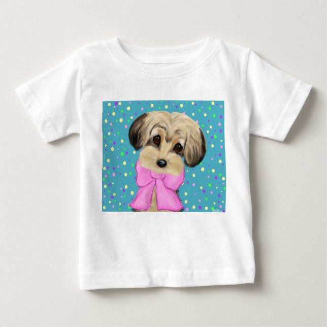 Camiseta Para Bebê Yorkie Poo (Frente)