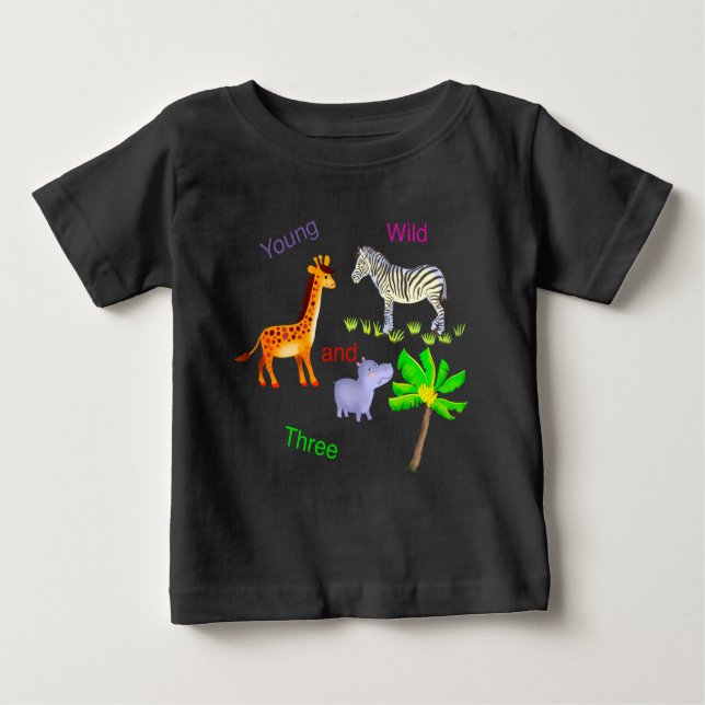 Camiseta Para Bebê youg wild  and three (Frente)