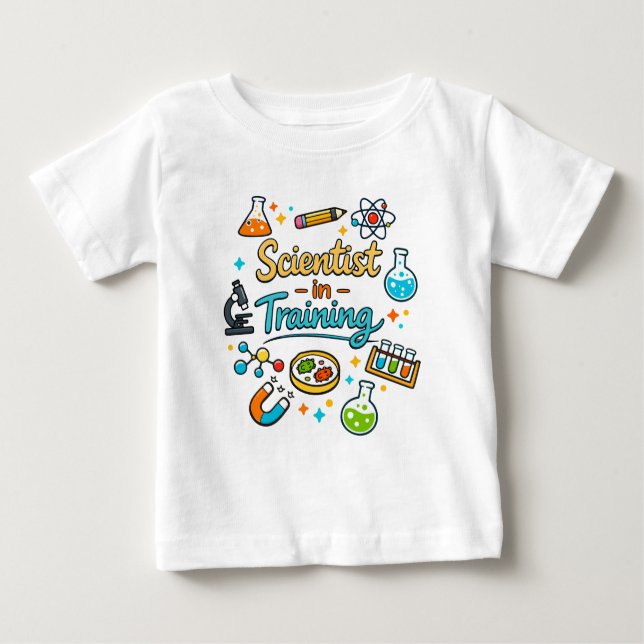 Camiseta Para Bebê Young Scientist in Training Invitation (Frente)